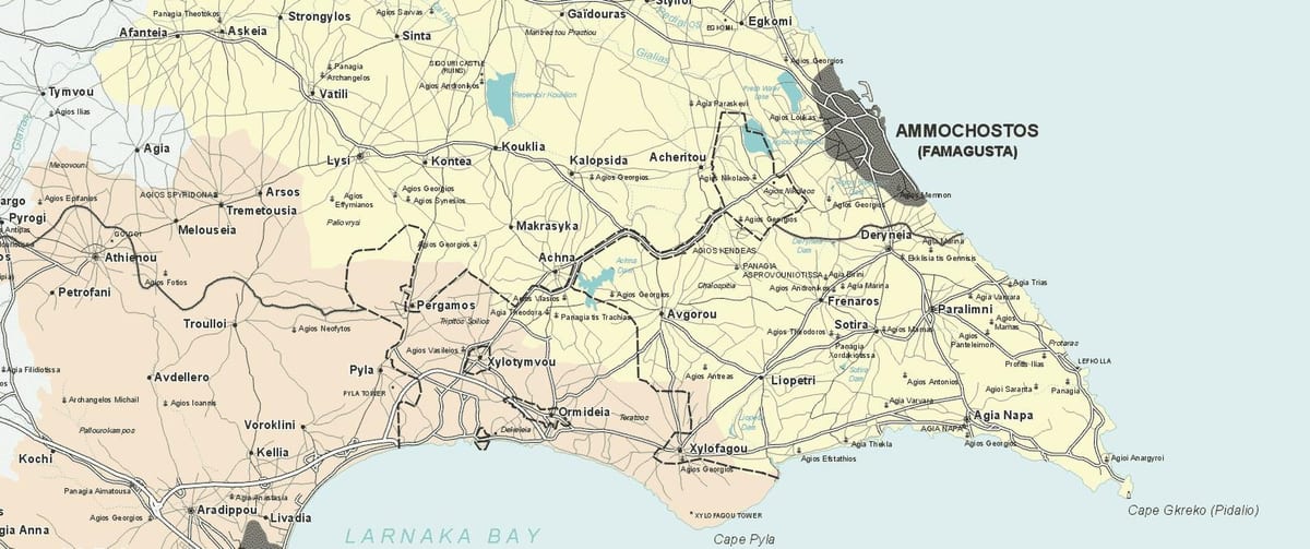 Kort over ayia napa Cypern