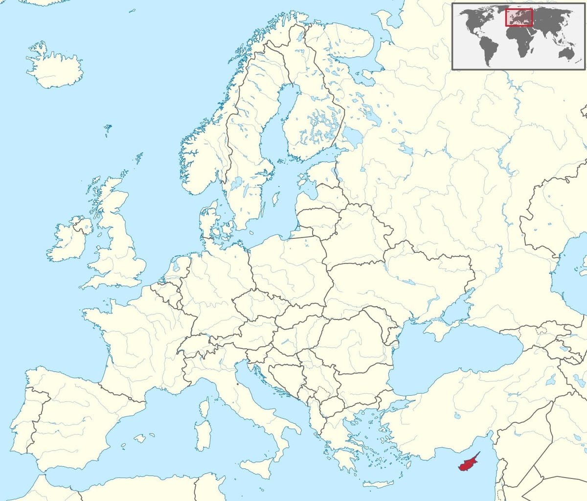 Kort over Cypern kort i verden