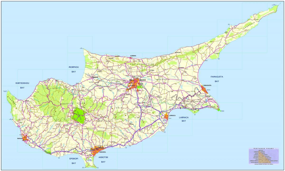 et kort over Cypern
