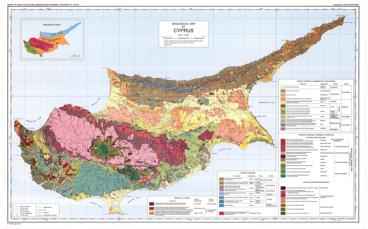 Cypern geografiske kort