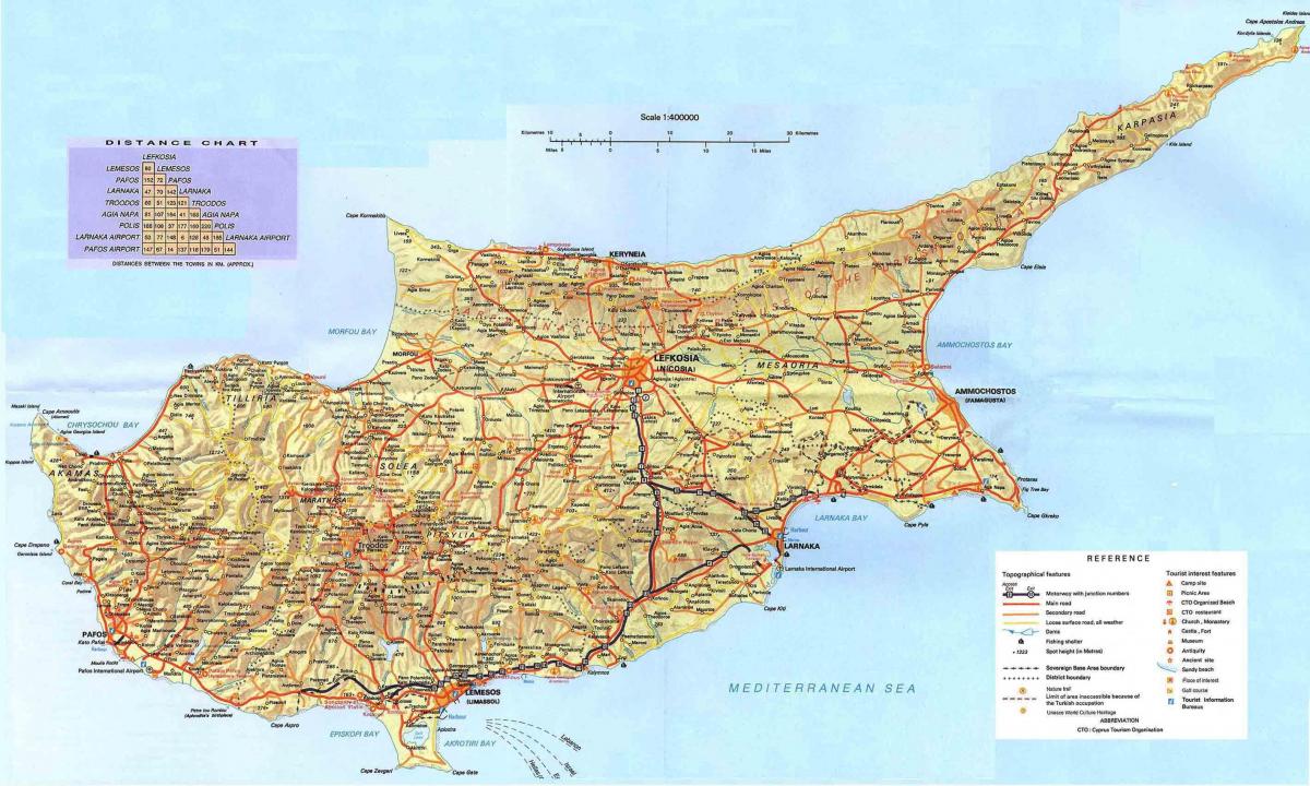 kort over Cypern ferie resorts
