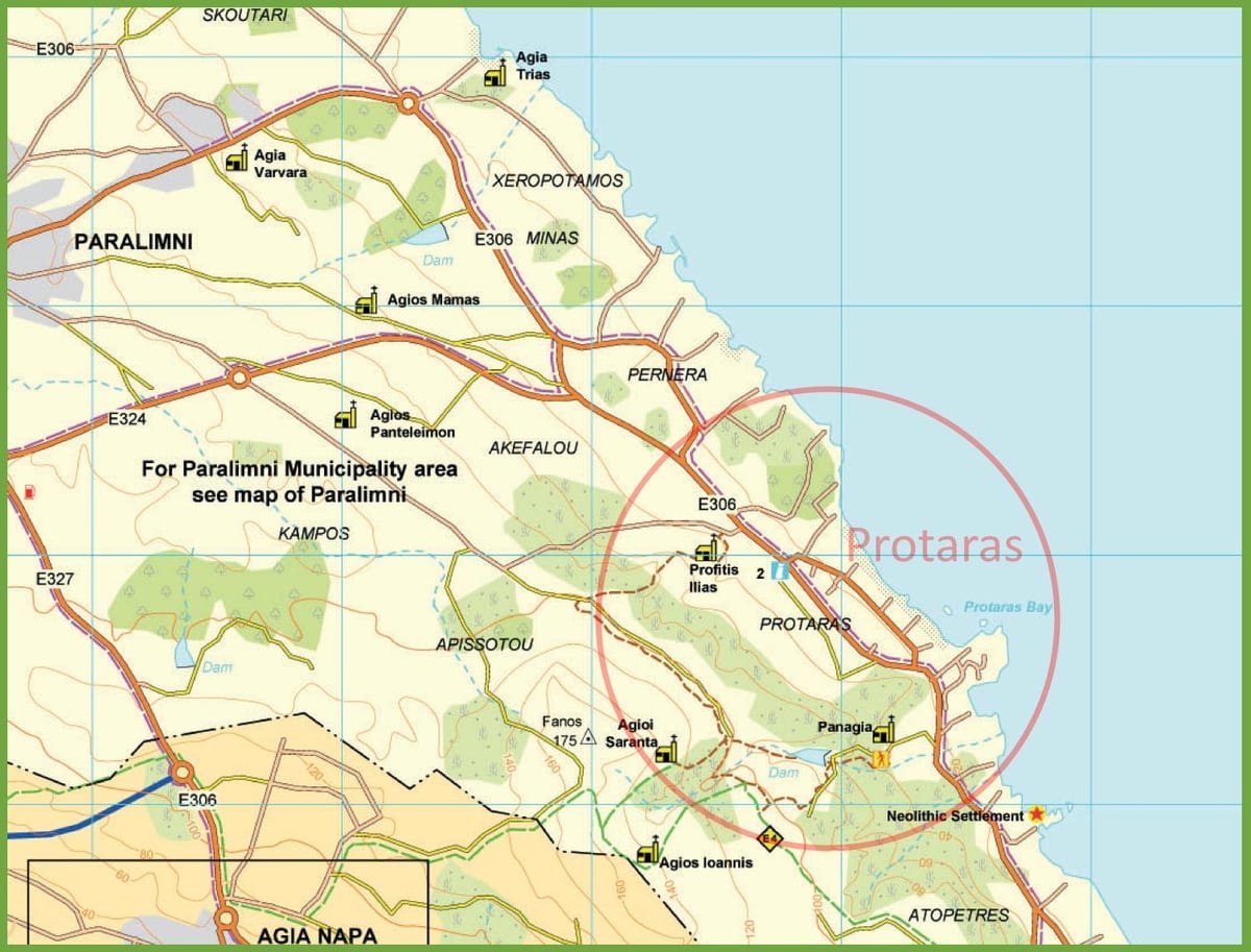 street map i protaras, Cypern