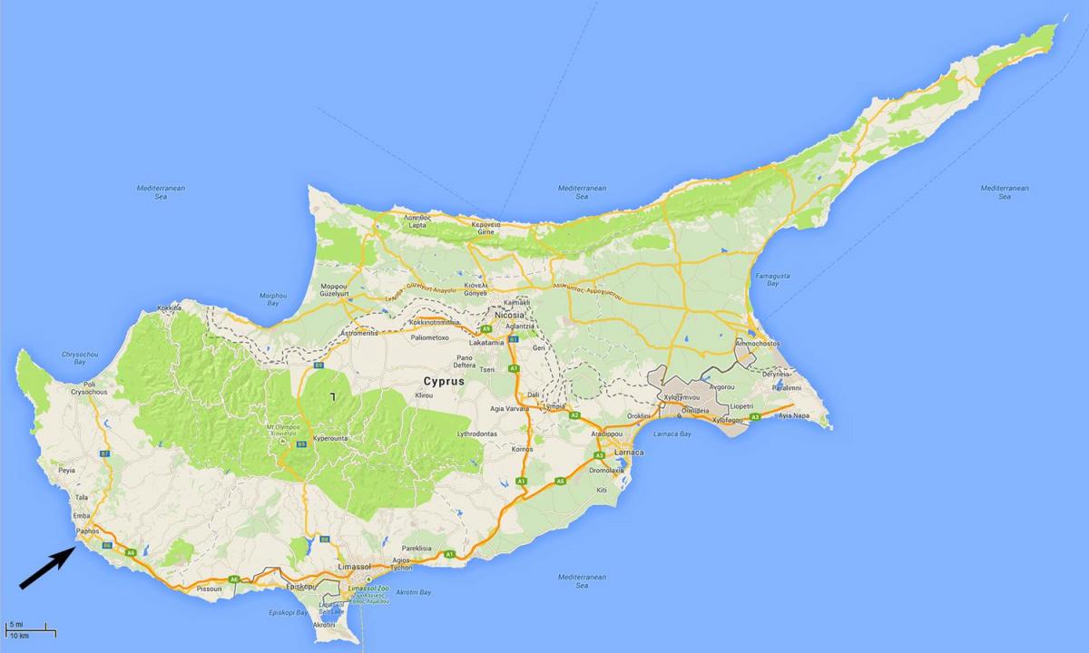 kort paphos, Cypern