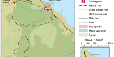 Kort af afrodite trail Cypern 